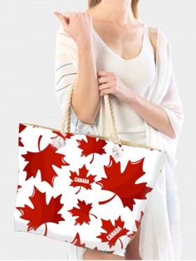 Canvas Canada Maple Leaf Print Shoulder Tote